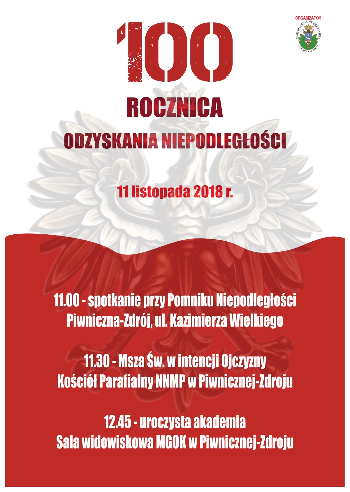 100 ROCZNICA ODZYSKANIA NIEPODLEGŁOŚCI PRZEZ POLSKĘ