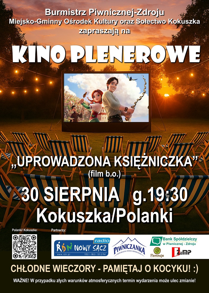 Kino plenerowe w Kokuszce w sobotę 30 sierpnia
