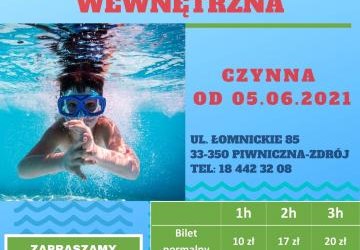 Pływalnia wewnętrzna czynna od 5 czerwca