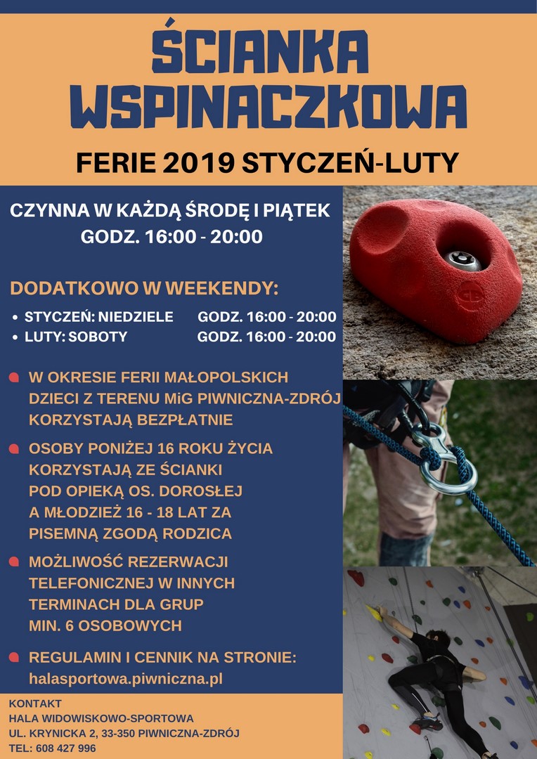 ŚCIANKA WSPINACZKOWA FERIE 2019